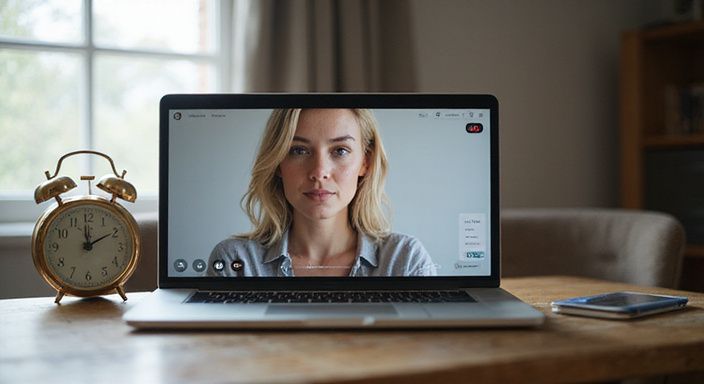 Een vrouw werkt geconcentreerd aan een laptop in een gezellige thuiswerkruimte.
