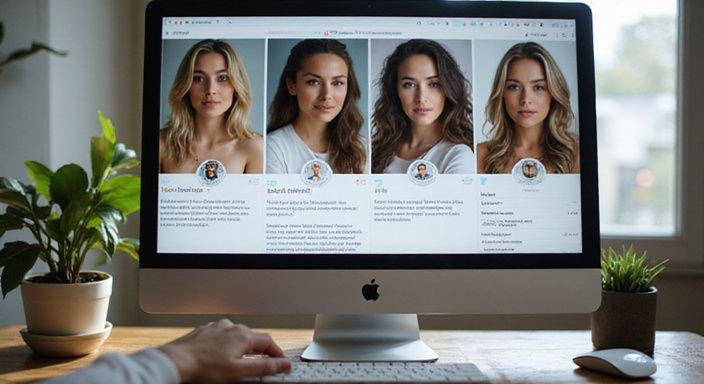 Moderne desktop met webcamprofielen voor webcamsex brunette en chatroom beoordelingen voor gebruikers.