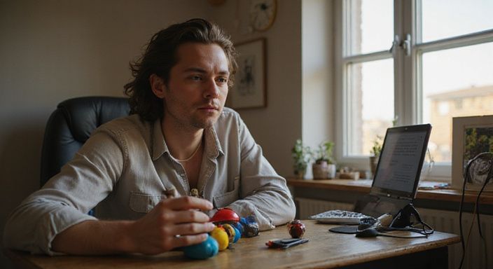 Een performer in een huislijke setting tijdens een webcam-sessie. Een performer in een huislijke setting tijdens een webcam-sessie voor lesbische webcamsex.
