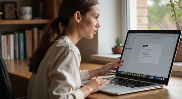 Een vrouw werkt geconcentreerd aan haar laptop aan een bureau. Een vrouw werkt geconcentreerd aan haar laptop aan een bureau.