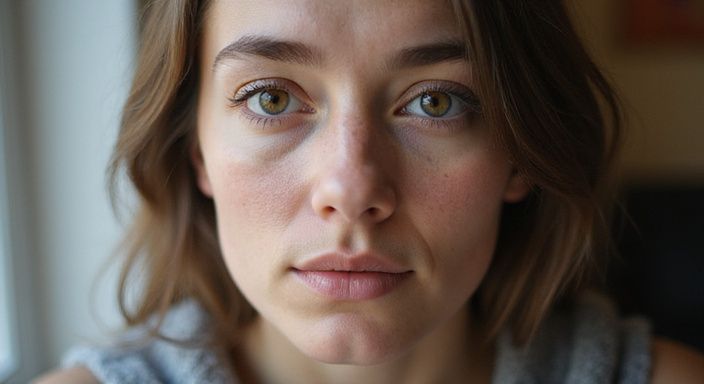 Close up portret van een persoon met een contemplatieve uitstraling